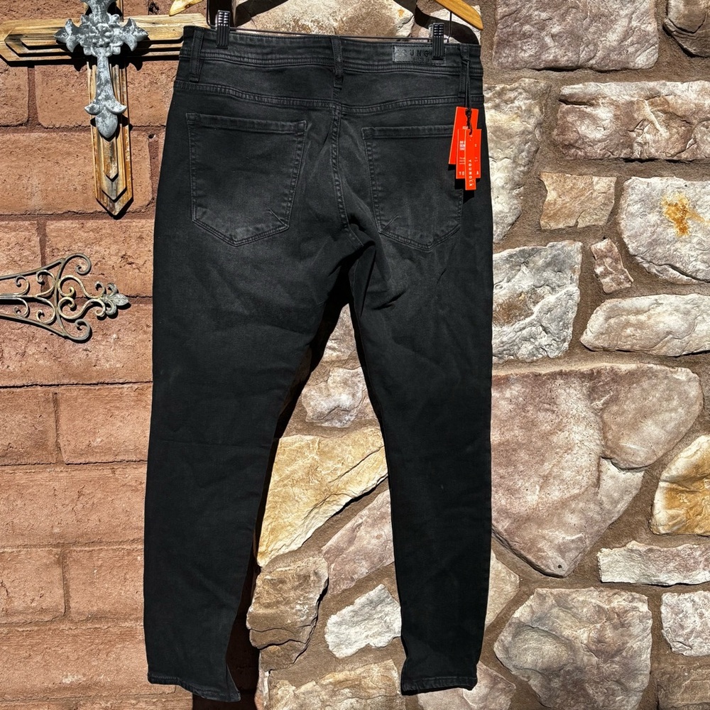NWT YoungLa Men’s Jeans Faded Black Size 32x30 Zipper Leg Slim Fit - Picture 5 of 10